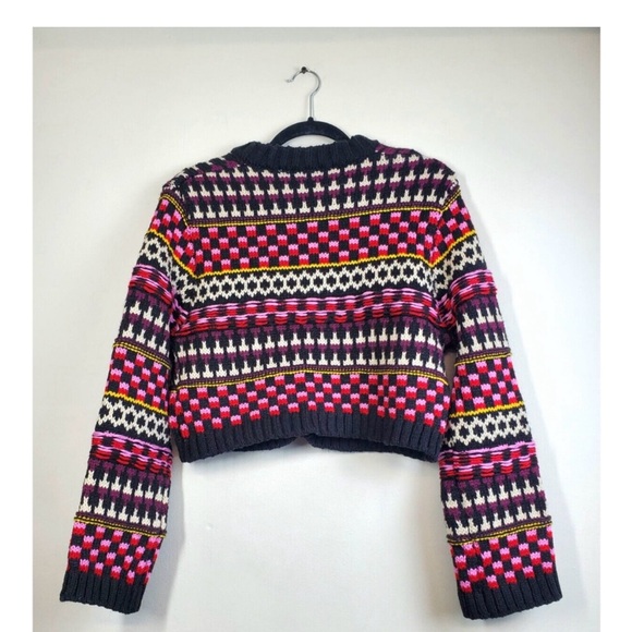 ZARA WOMEN'S COLORFUL CHUNKY KNIT BUTTON DOWN CARDIGAN BLACK--SIZE SMALL - Picture 3 of 9